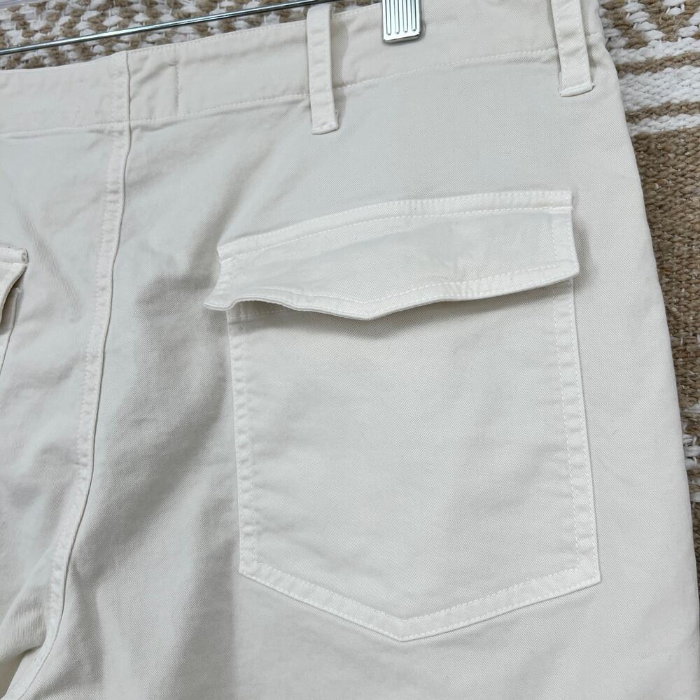 Nili Lotan Jenna Cropped Raw-Edge Pants Women 12 Eggshell Cotton Twill Cream USA - Picture 3 of 11